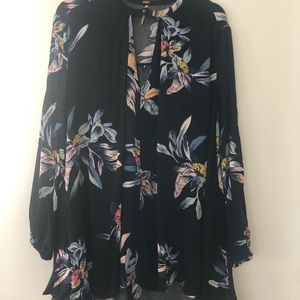 Free people Floral black long sleeve dress